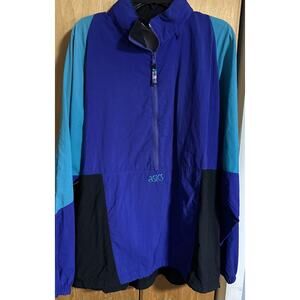 Asics Vintage Women’s Half Zip Color Block Windbreaker Jacket L/XL Purple Teal